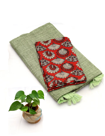 Sandel Fancy Linen Cotton Sarees