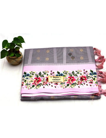 Gray Fancy Linen Silk Sarees