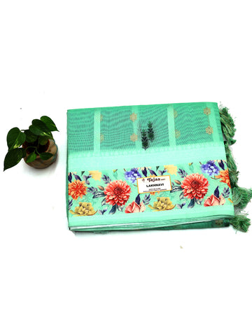Pista Green Fancy Linen Silk Sarees