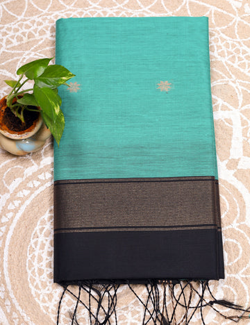 Ramar Blue With Black Makeshwari Silk Cotton Sarees