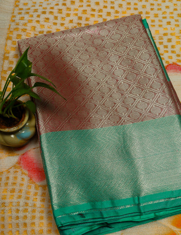 Pink With Ramar Blue Banarasi Tissue Silk Sarees