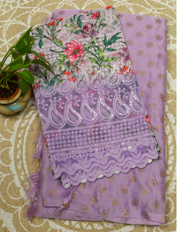 Purple Fancy Chiffon Sarees
