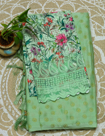 Pista Fancy Chiffon Sarees