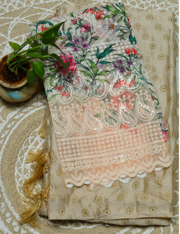 Sandel Fancy Chiffon Sarees