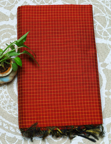 Red Muthukattam Checked Cotton Sarees