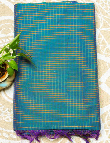 Ramar Blue Checked Muthukattam Cotton Sarees
