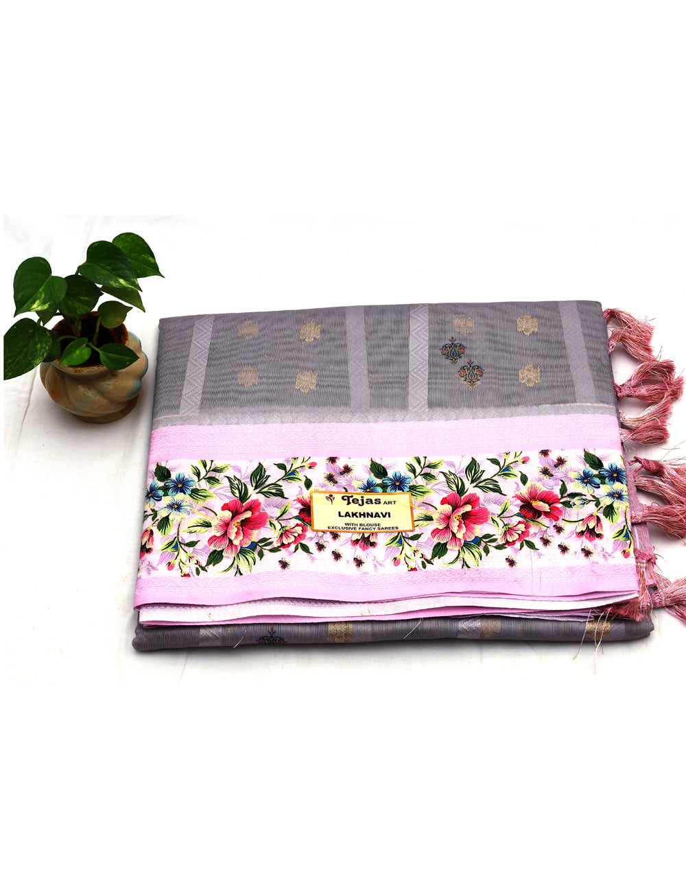Gray Fancy Linen Silk Sarees