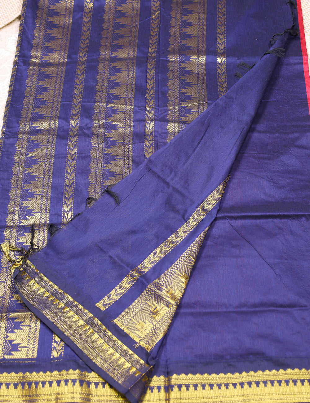 Rani Pink With Blue Kalyani Cotton Sarees