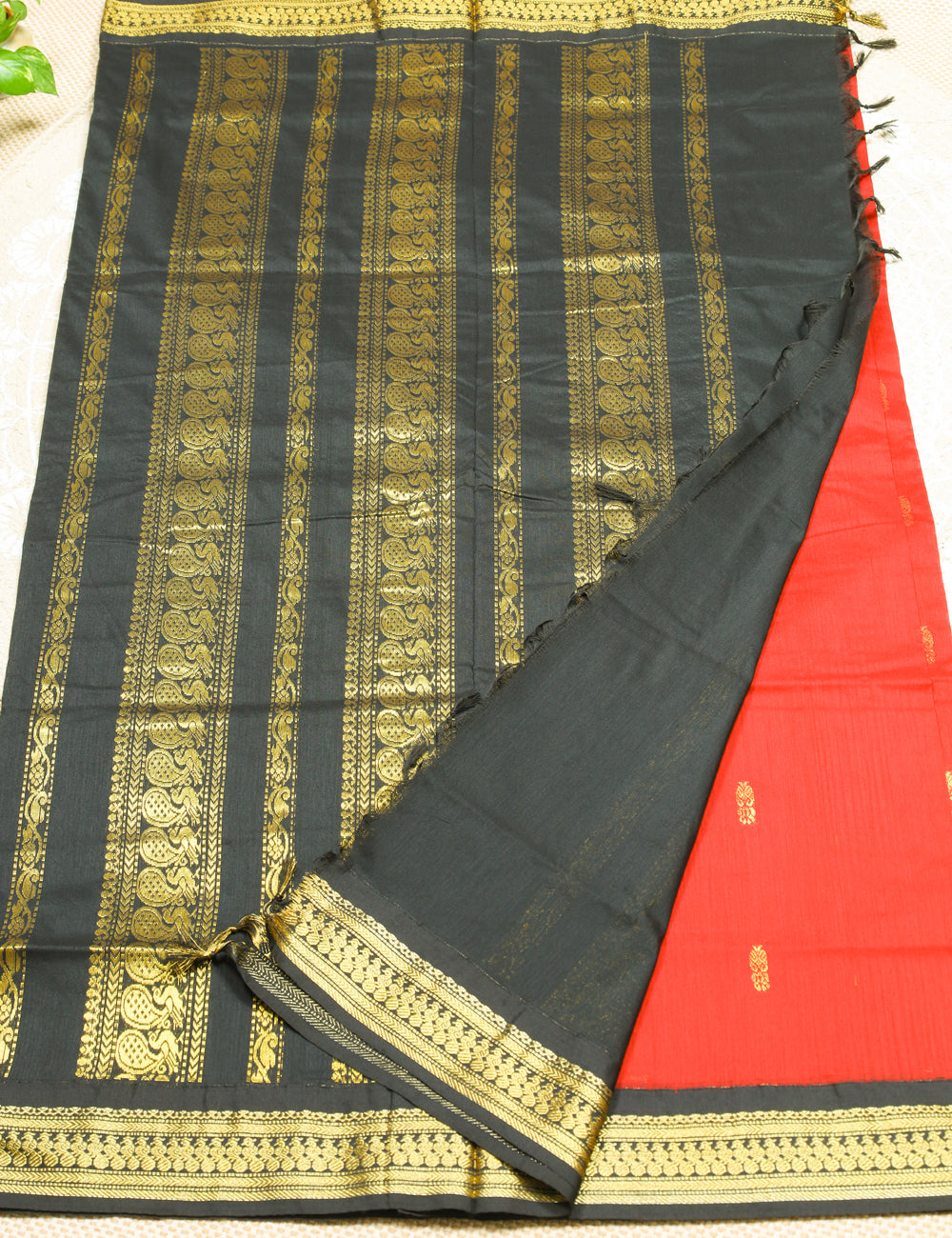 Red With Black Kalyani Cotton Sarees