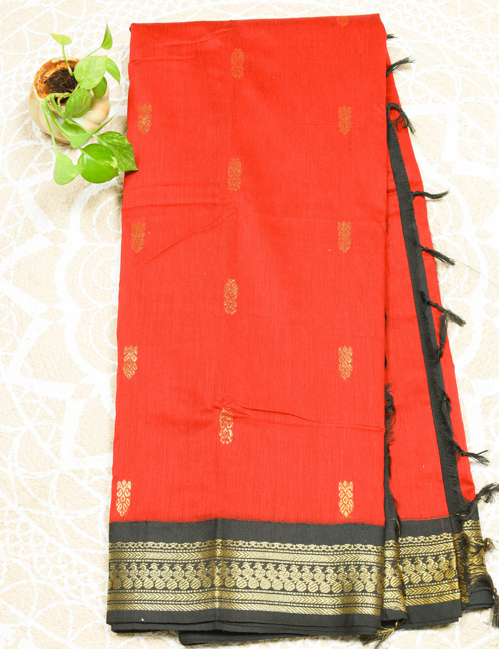 Red With Black Kalyani Cotton Sarees
