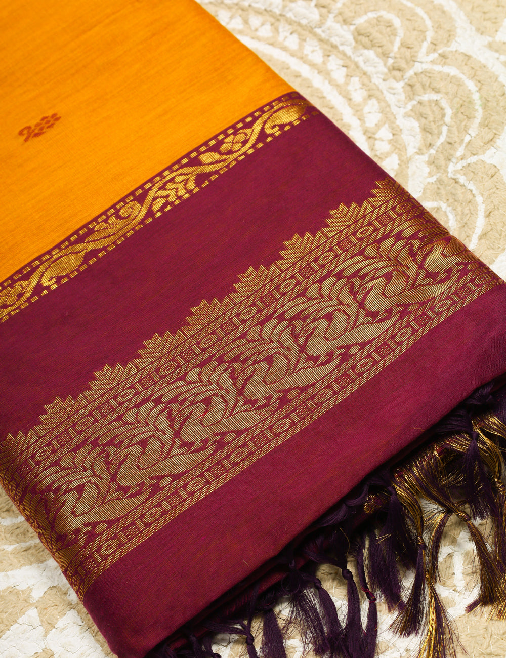 Yellow With Red Kalyani Cotton Sarees