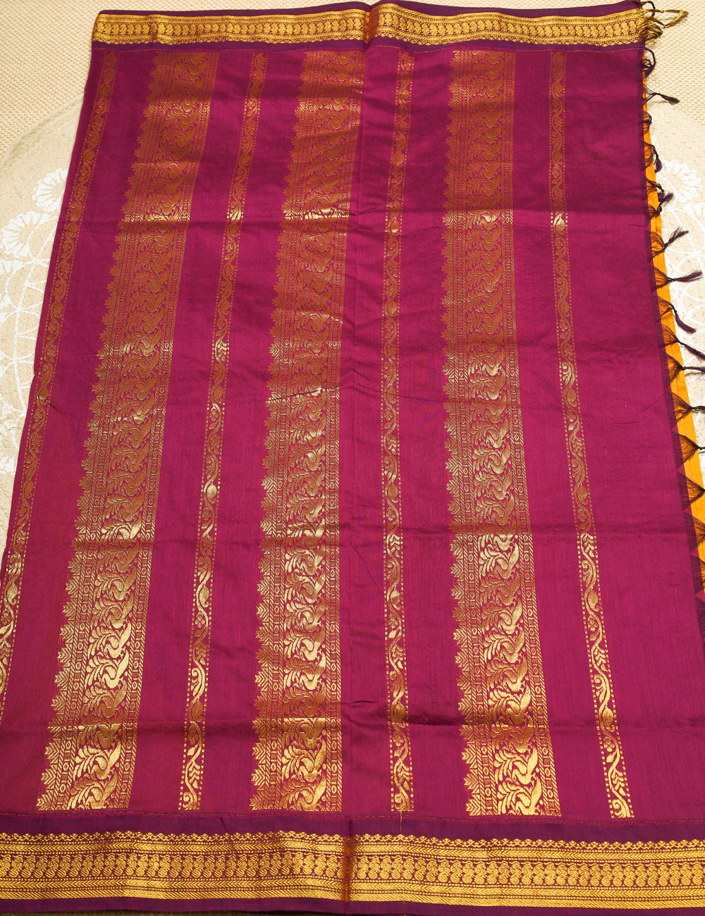 Yellow With Red Kalyani Cotton Sarees