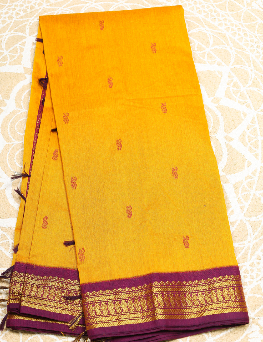 Yellow With Red Kalyani Cotton Sarees