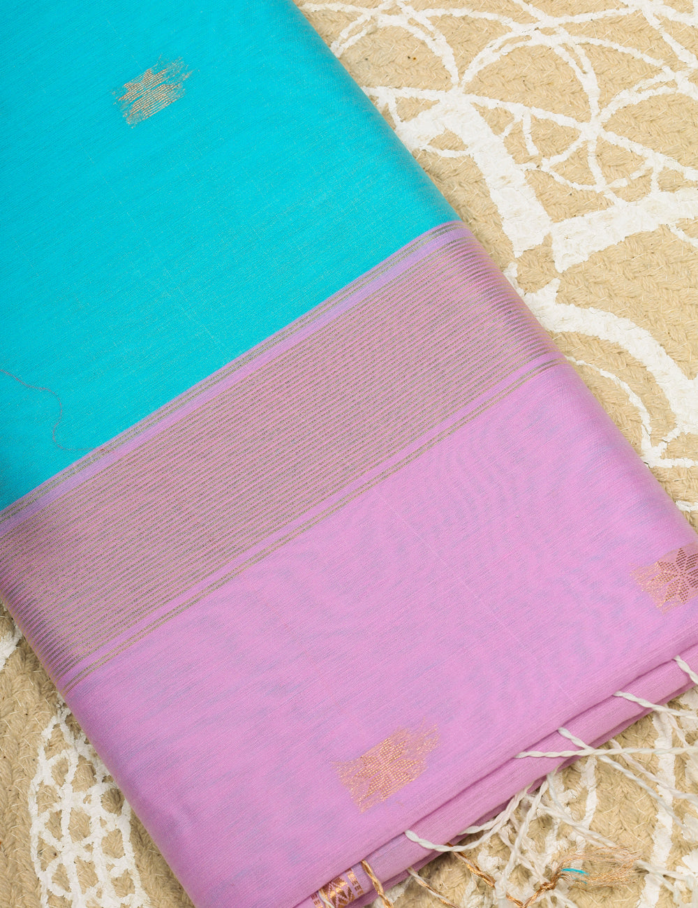 Sky Blue And Pink Makeshwari Silk Sarees