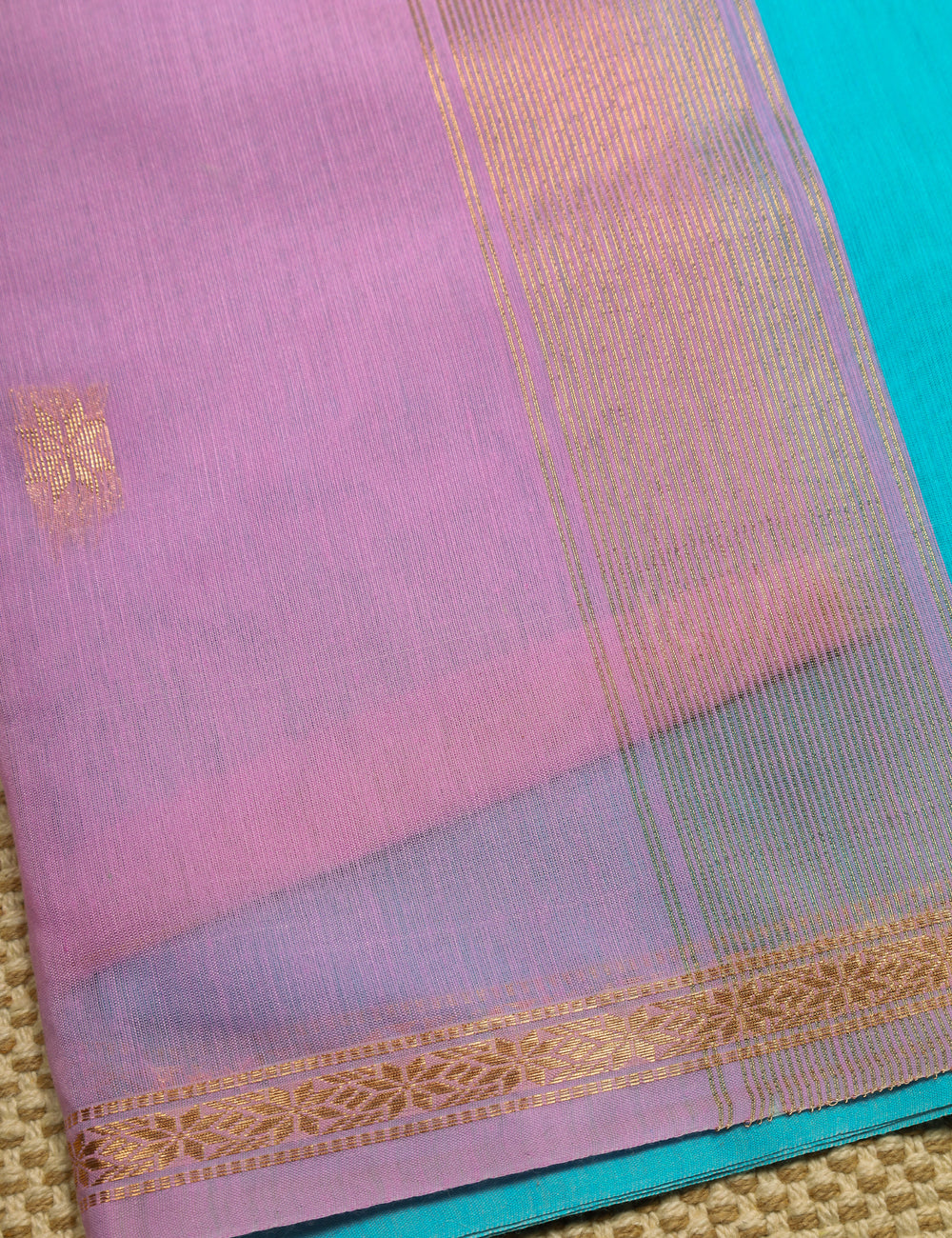 Sky Blue And Pink Makeshwari Silk Sarees