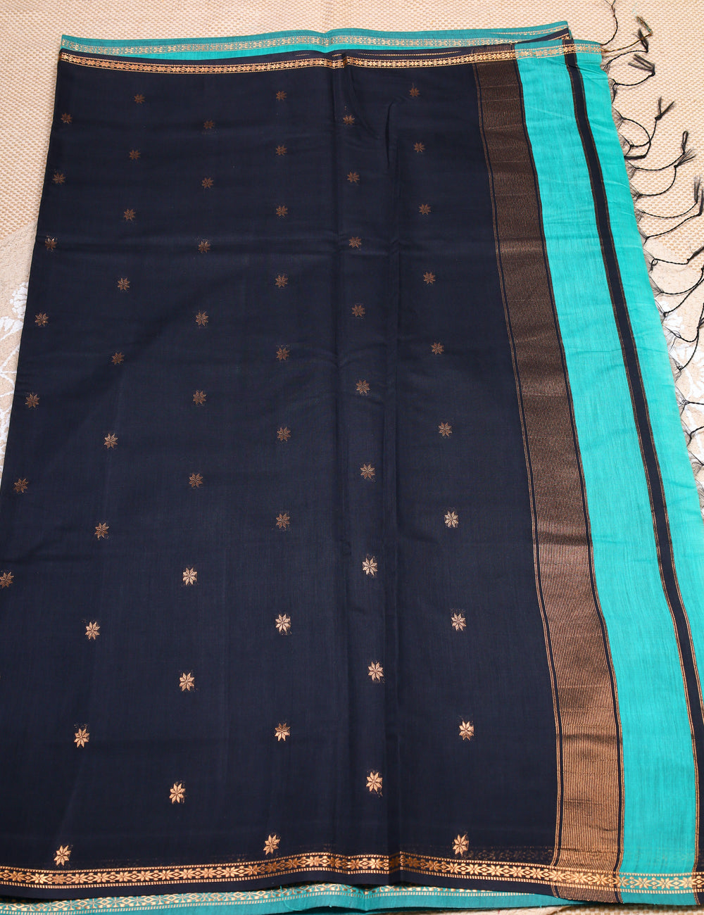 Ramar Blue With Black Makeshwari Silk Cotton Sarees