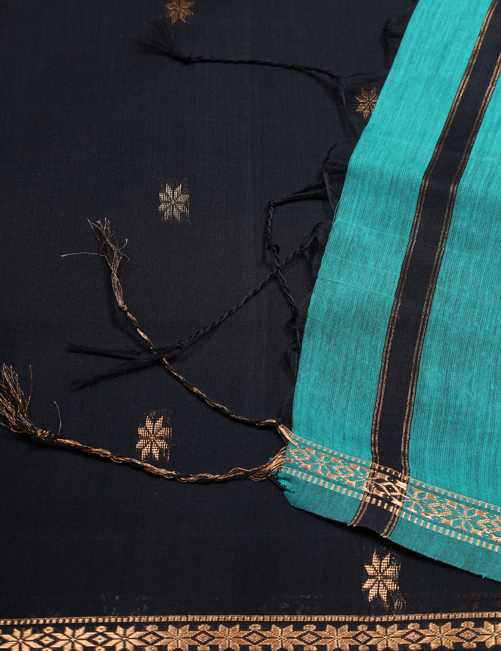 Ramar Blue With Black Makeshwari Silk Cotton Sarees