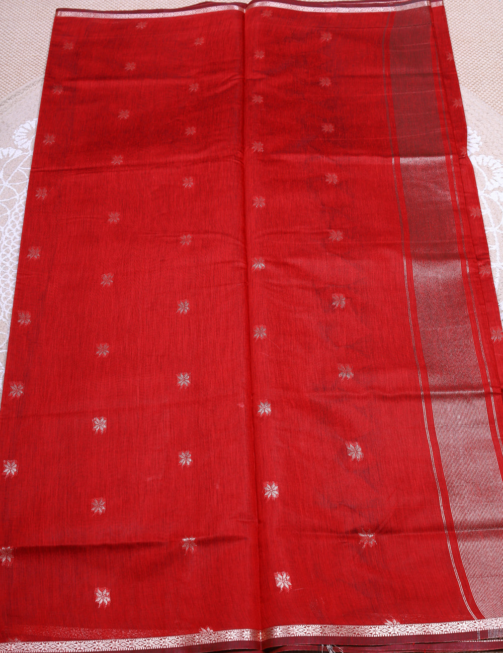 Red  Makeshwari Silk Cotton Sarees