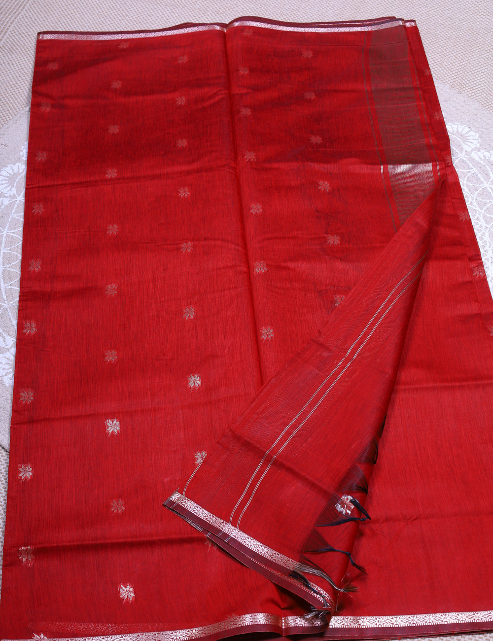 Red  Makeshwari Silk Cotton Sarees