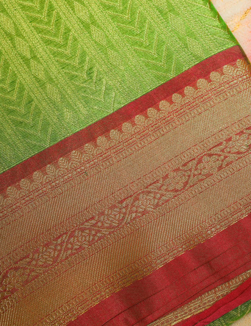 Green With Rani Pink Banarasi Tissue Silk Sarees