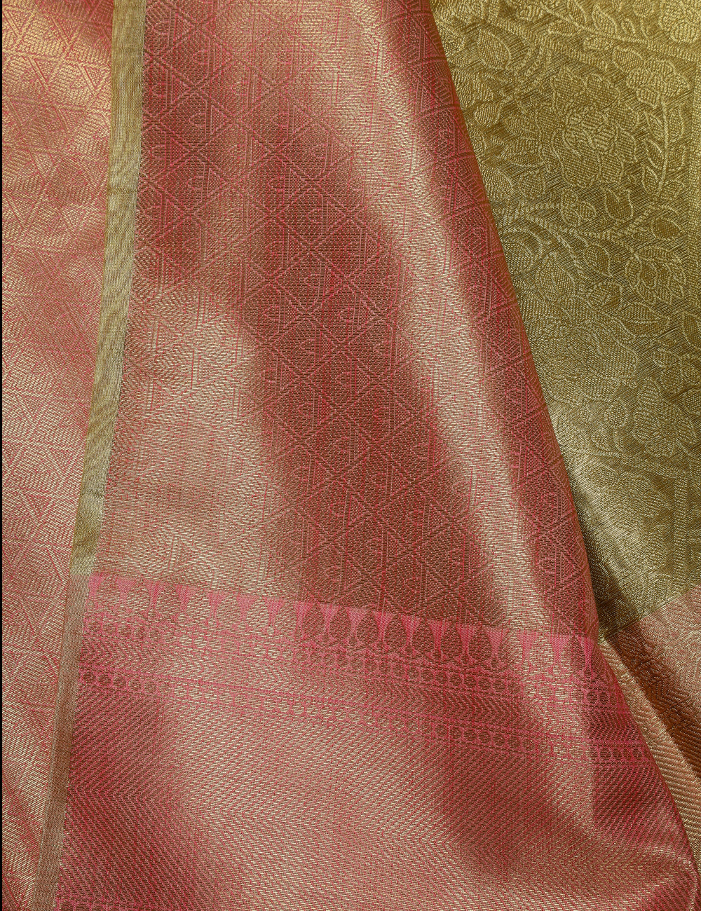 Gold With Pink Banarasi Tissue Silk Sarees