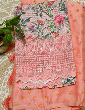 Peach Fancy Chiffon Sarees