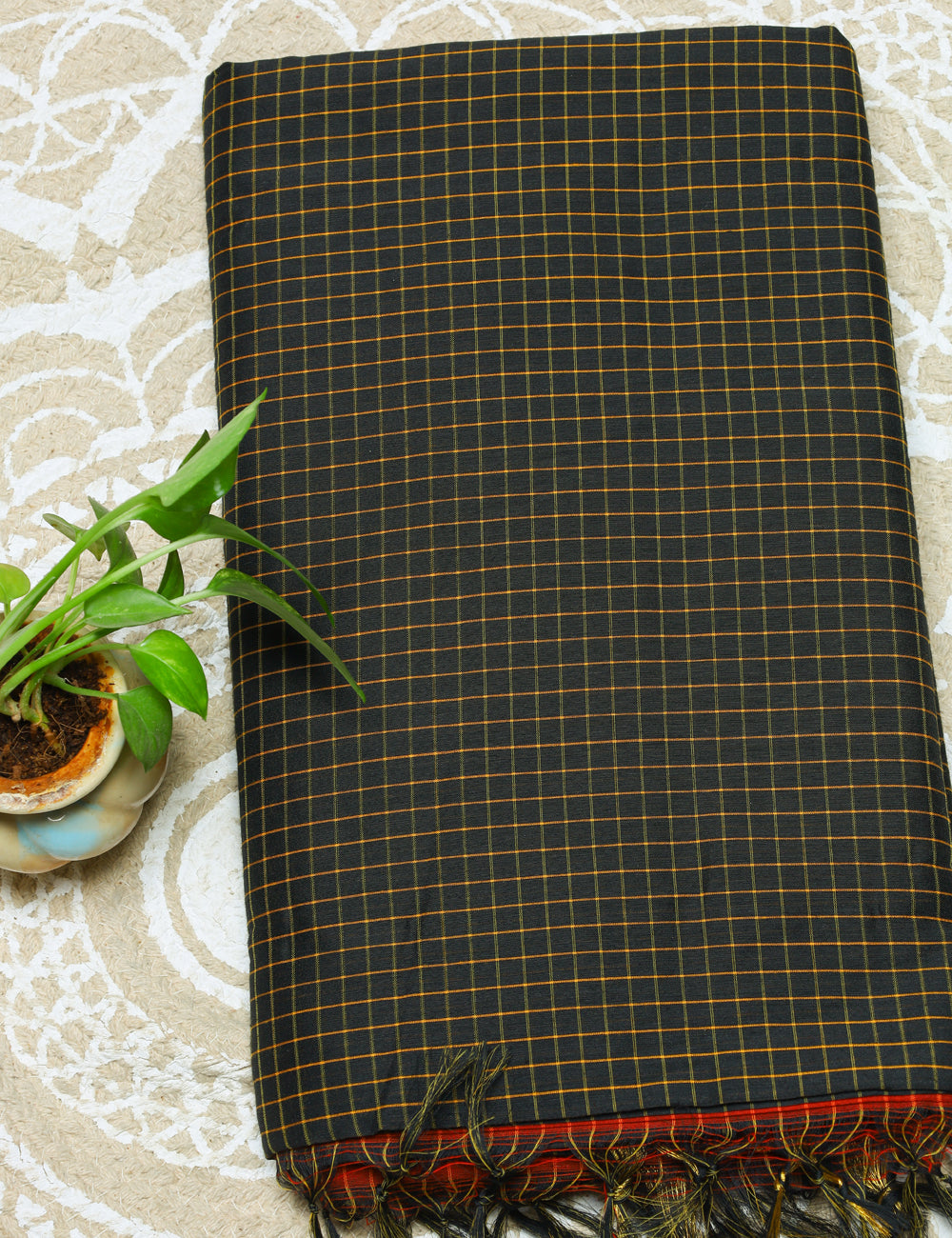 Black Muthukattam Checked Cotton Sarees