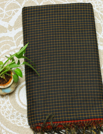 Black Muthukattam Checked Cotton Sarees