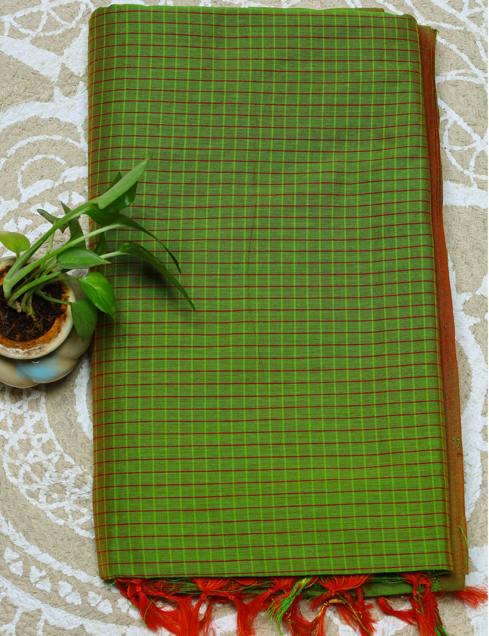 Leaf Green Muthukattam Cotton Sarees