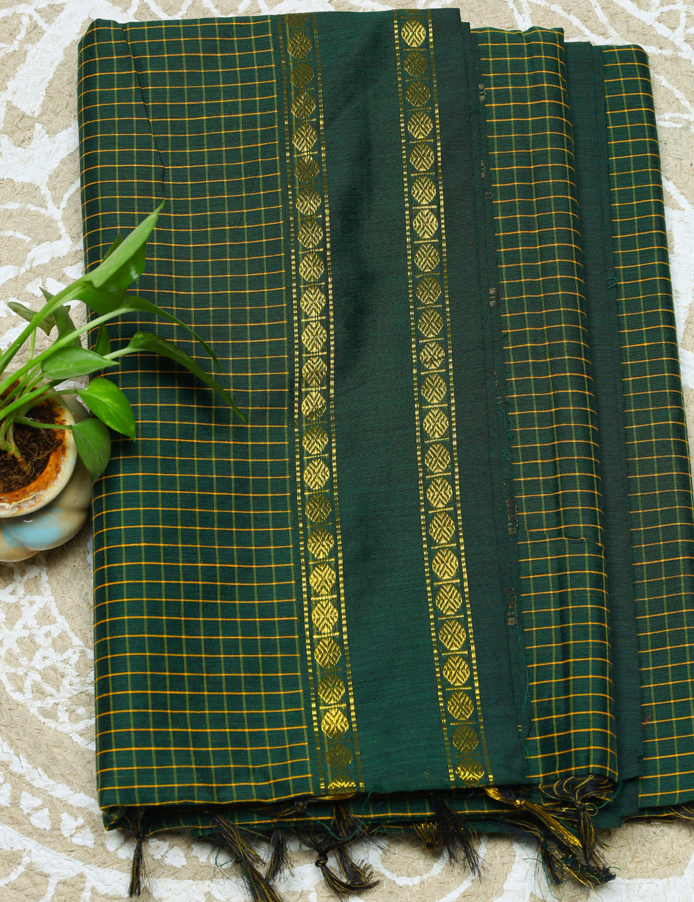 Bottle Green Muthukattam Cotton Sarees