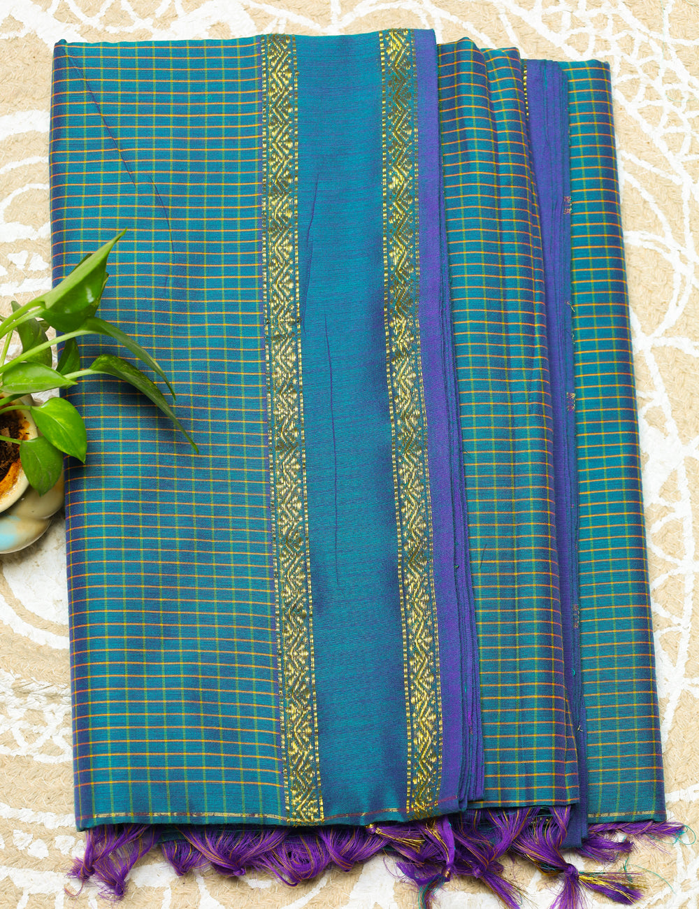 Ramar Blue Checked Muthukattam Cotton Sarees