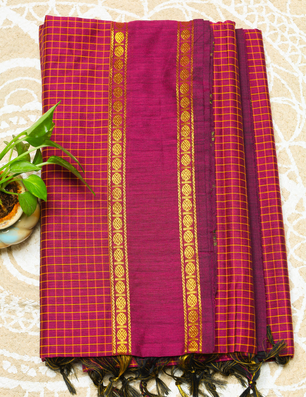 Wine Muthukattam Cotton Sarees