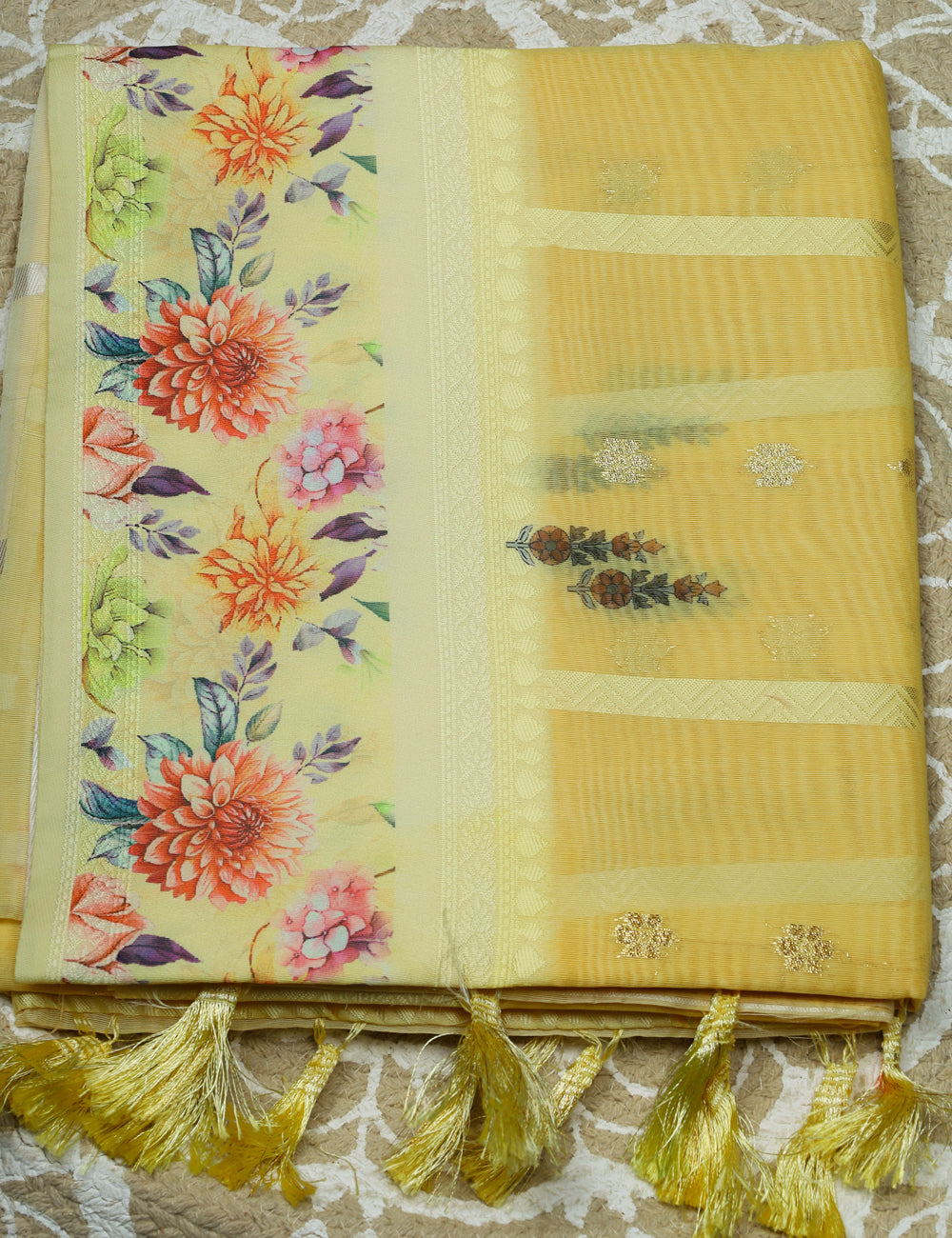 Yellow Fancy Linen Silk Sarees