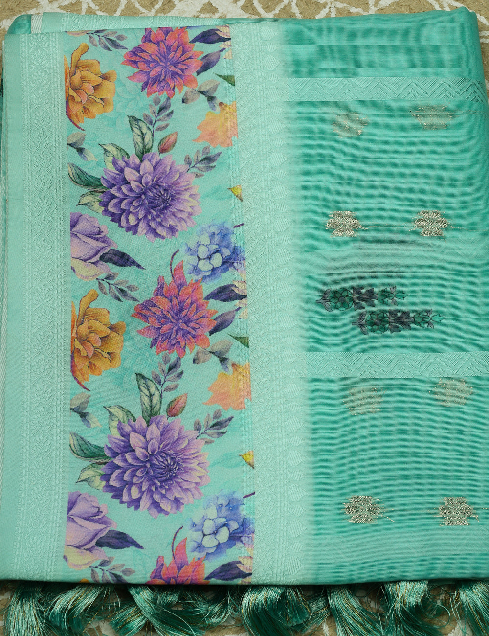 Pista Green Fancy Linen Silk Sarees