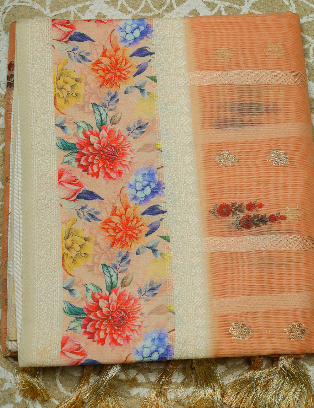Orange Fancy Linen Silk Sarees