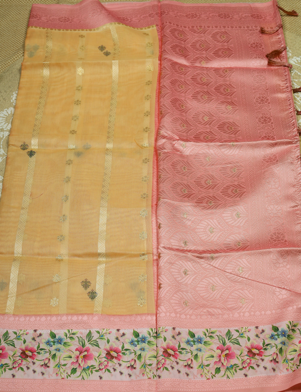 Orange Fancy Linen Silk Sarees