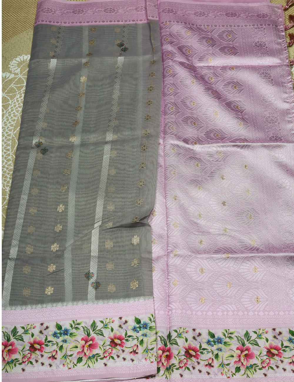 Gray Fancy Linen Silk Sarees