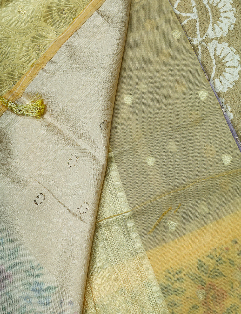 Yellow Fancy Linen Silk Sarees