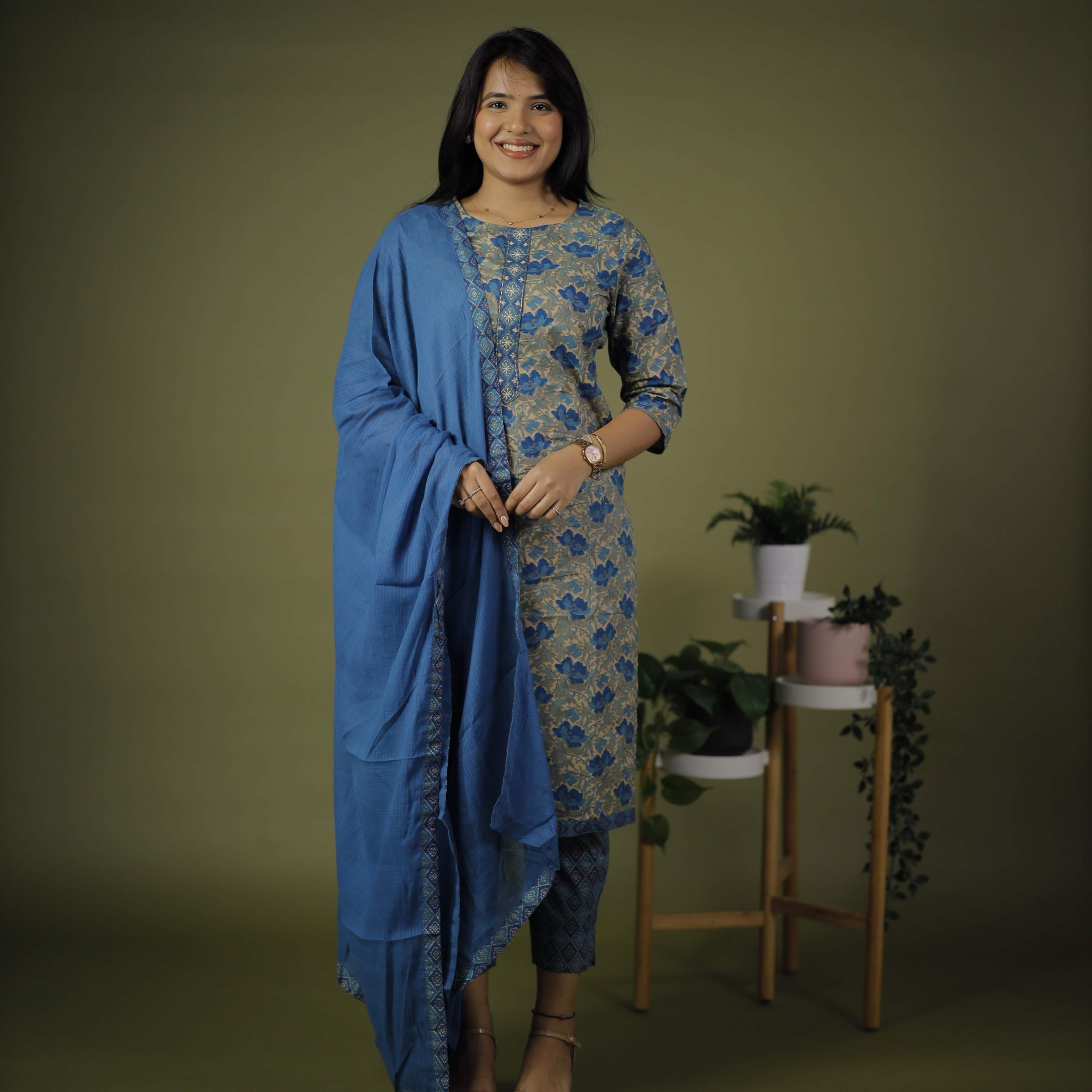 COTTON KURTA SET WITH DUPATTA